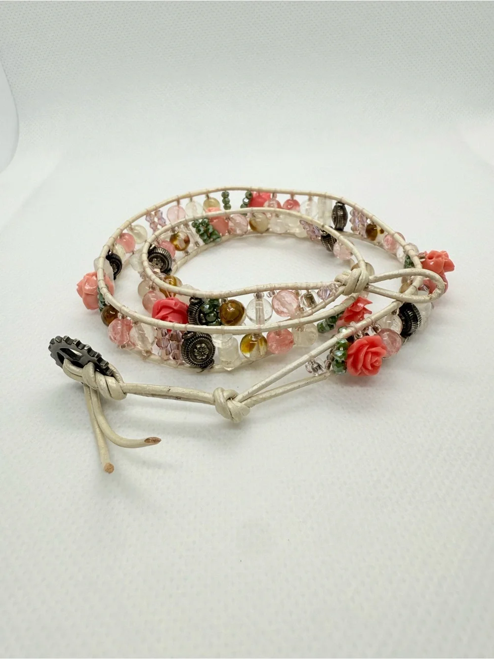 Beautifully Crafted Artisan Wrap Gemstone & Charm Bracelet!